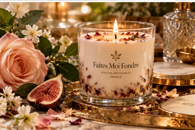Ilustrasi signature soy candle Faites Moi Fondre
